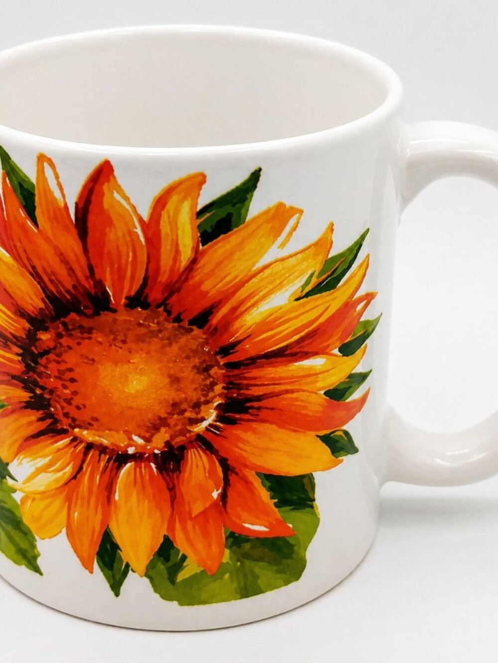 Cottagecore Sunflower Floral Mug | 12 oz White Ceramic Coffee Cup - Picture 4 of 6